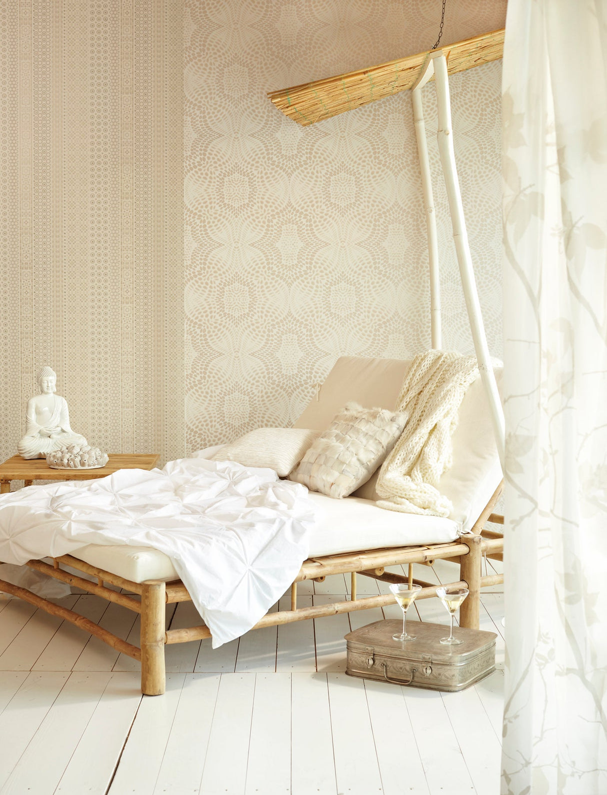 Eijffinger 330220 Conta Taupe Sequin Embroidered Stripe Wallpaper