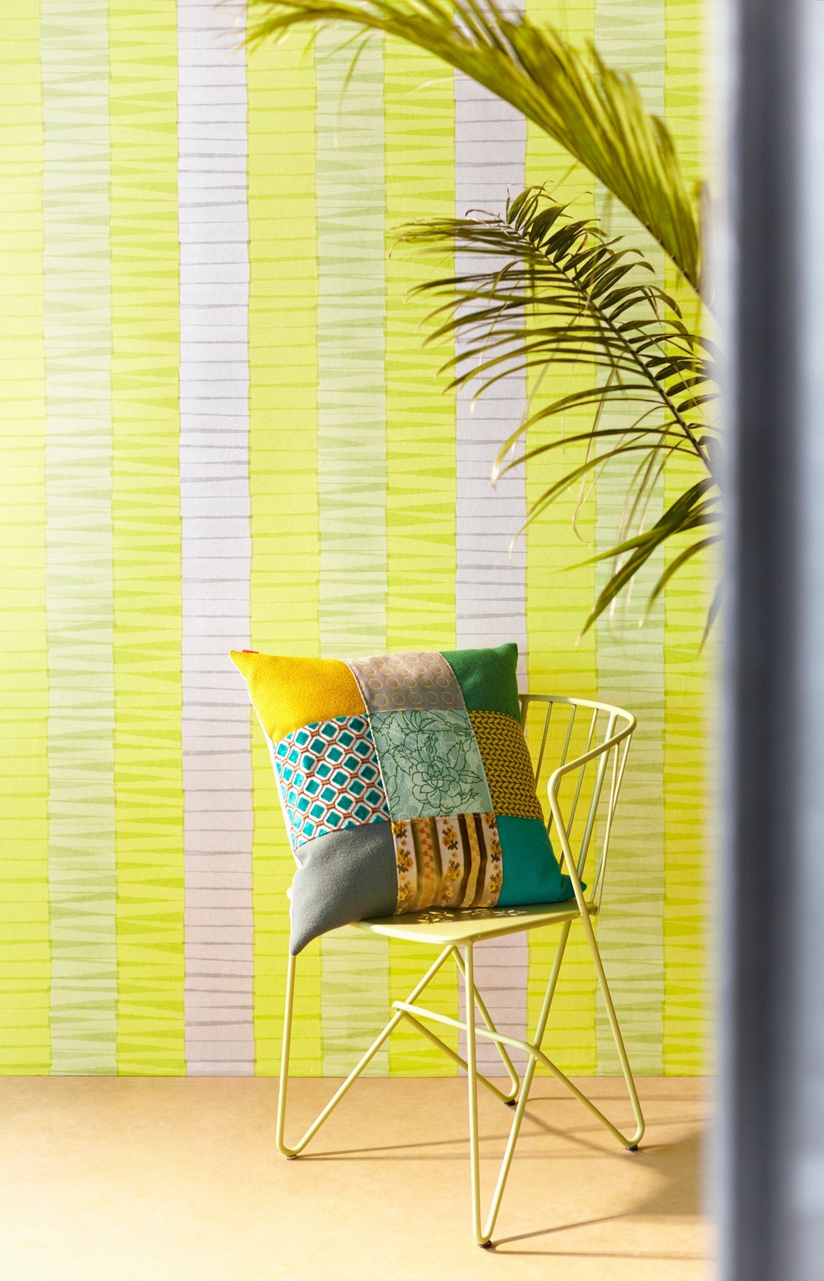 Eijffinger 330230 Cala Nova Green Layered Crepe Stripe Wallpaper