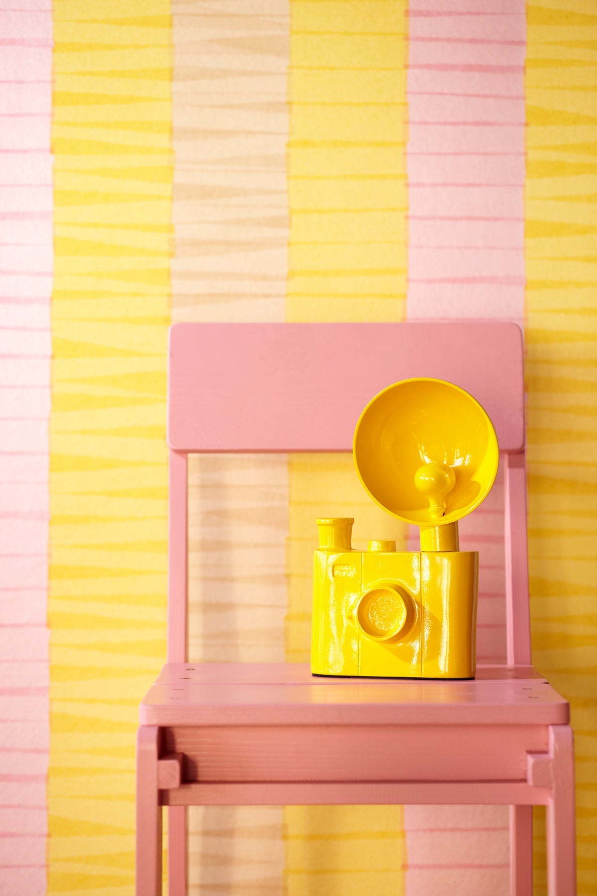 Eijffinger 330233 Cala Nova Yellow Layered Crepe Stripe Wallpaper