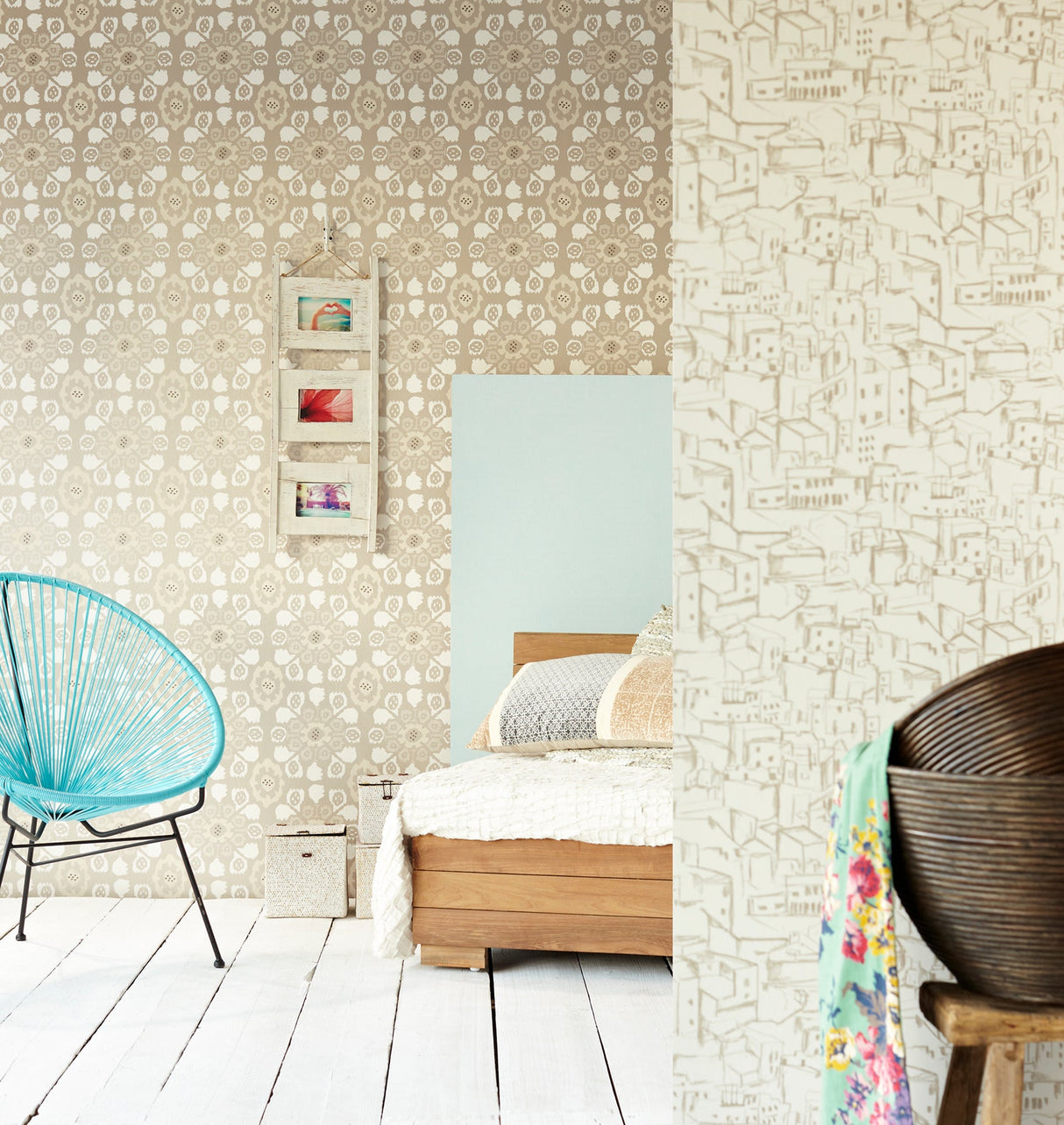 Eijffinger 330235 Valencia Taupe Ikat Floral Wallpaper