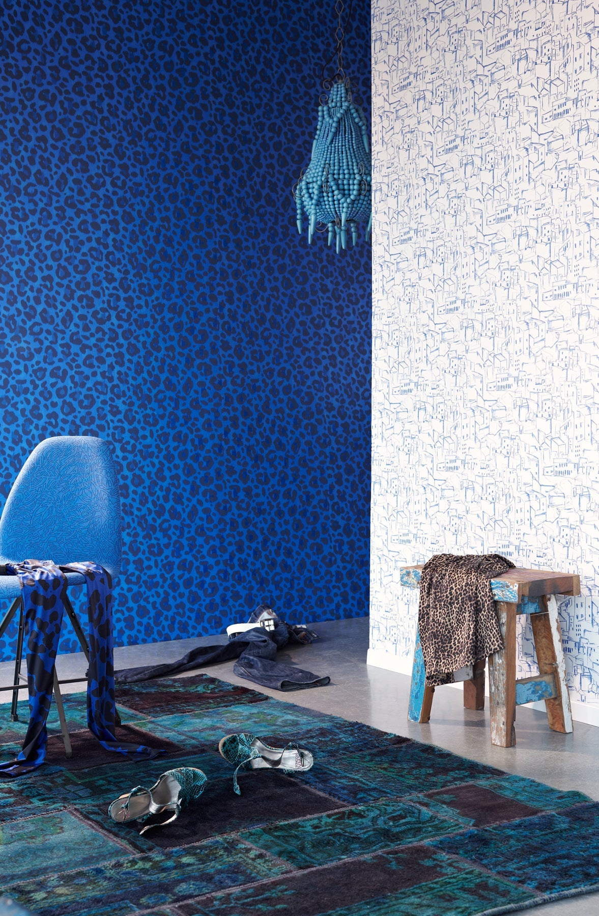 Eijffinger 330242 Talamanca Blue Abstract Leopard Wallpaper