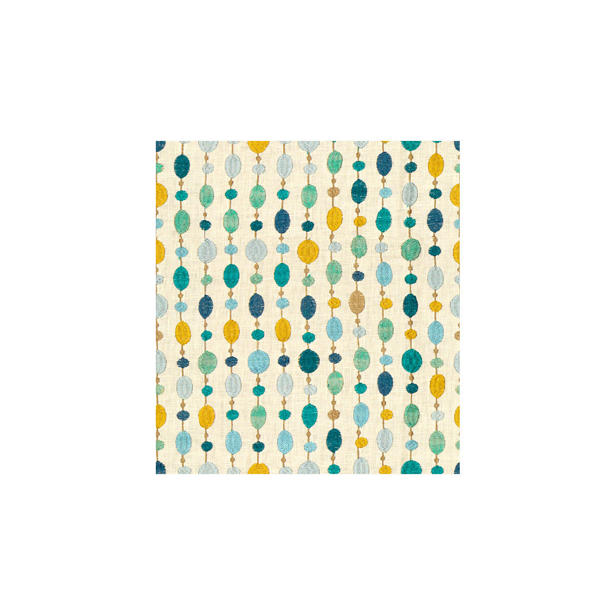 KRAVET COUTURE 33071.513.0 BEADED LINEN TURQUOISE Fabric - Eade's Wallpaper