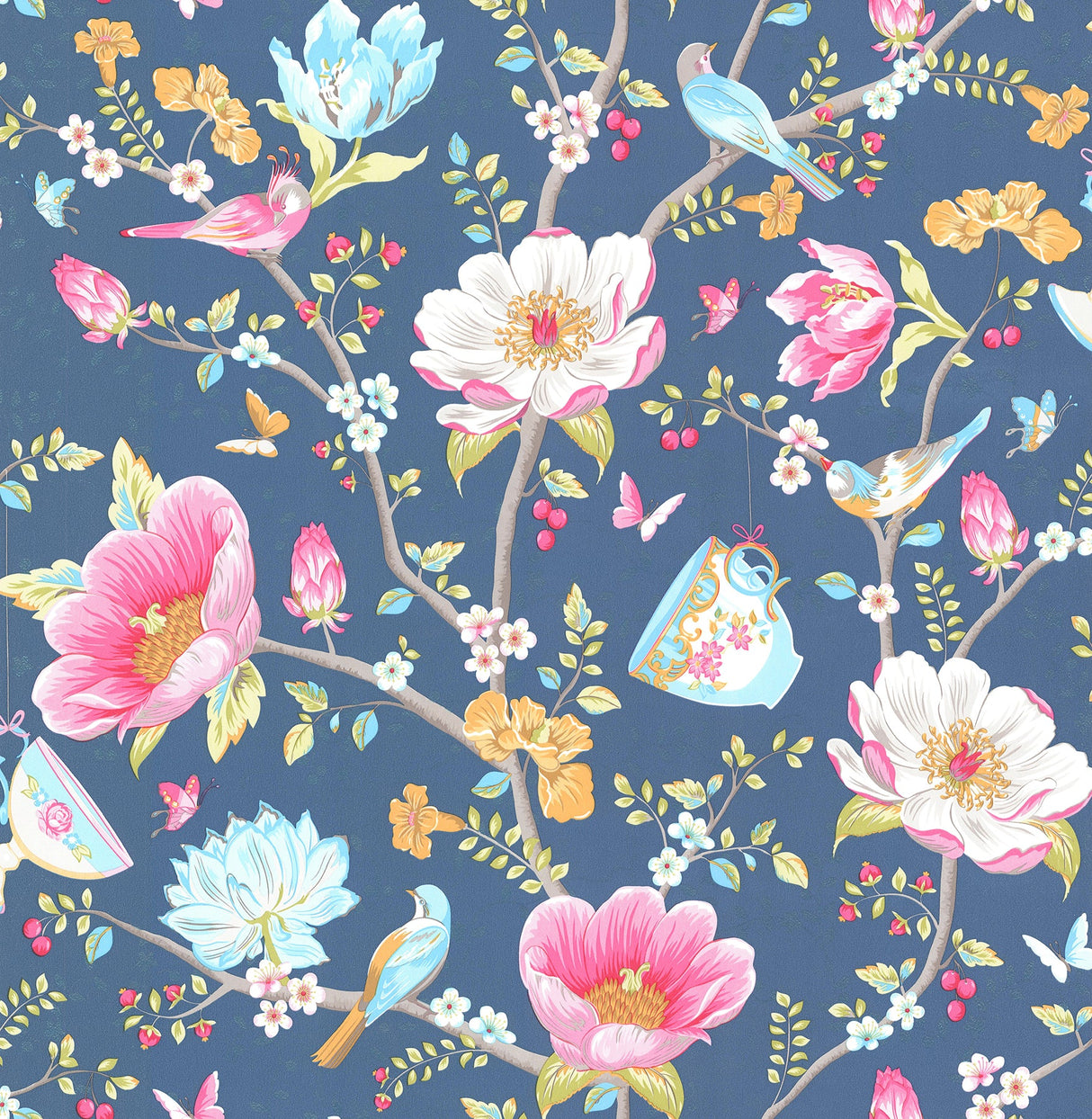 Eijffinger 341003 Leizu Dark Blue Chinese Garden Wallpaper