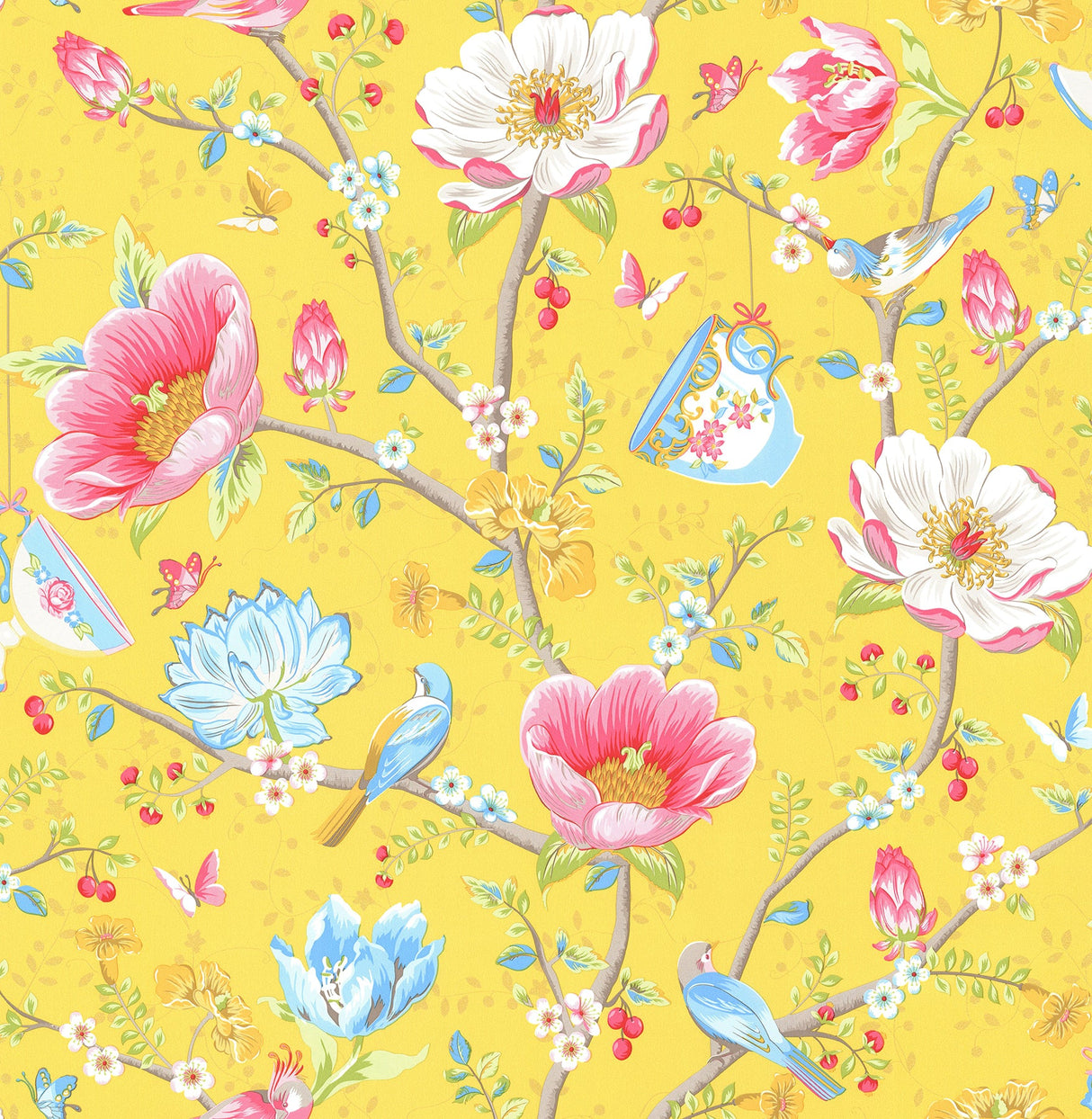 Eijffinger 341006 Leizu Yellow Chinese Garden Wallpaper