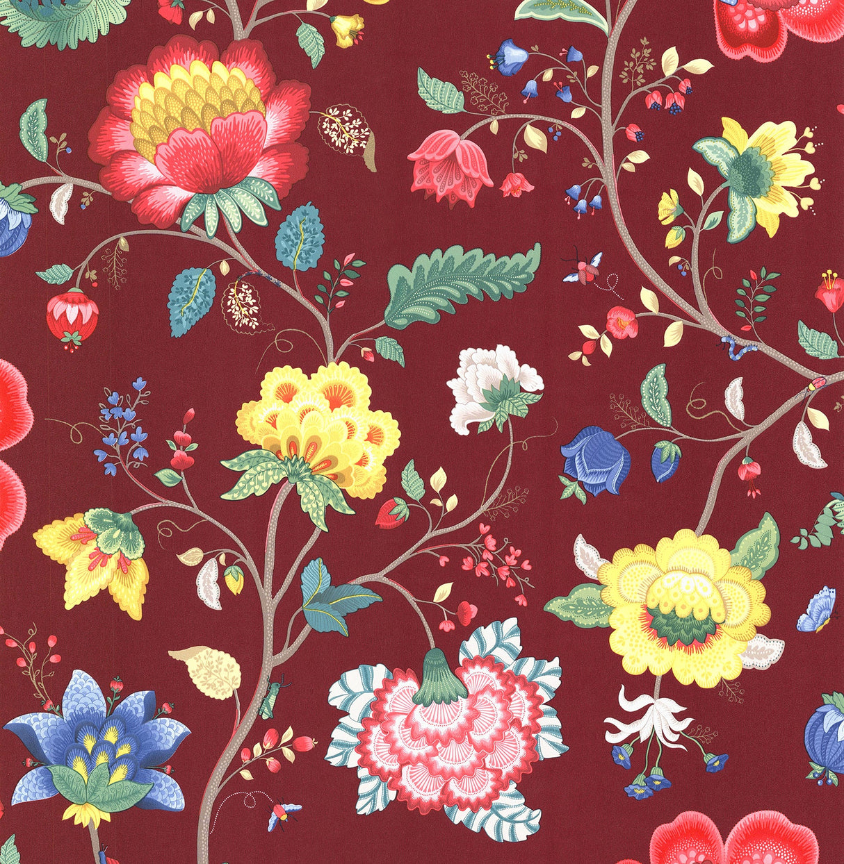 Eijffinger 341033 Epona Burgundy Floral Fantasy Wallpaper