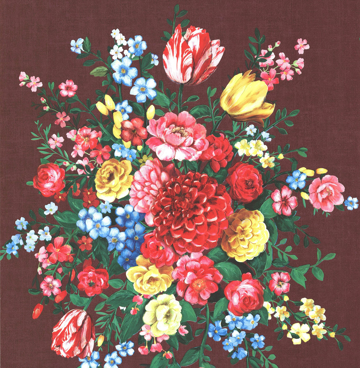 Eijffinger 341043 Ayaanle Burgundy Dutch Painters Floral Wallpaper