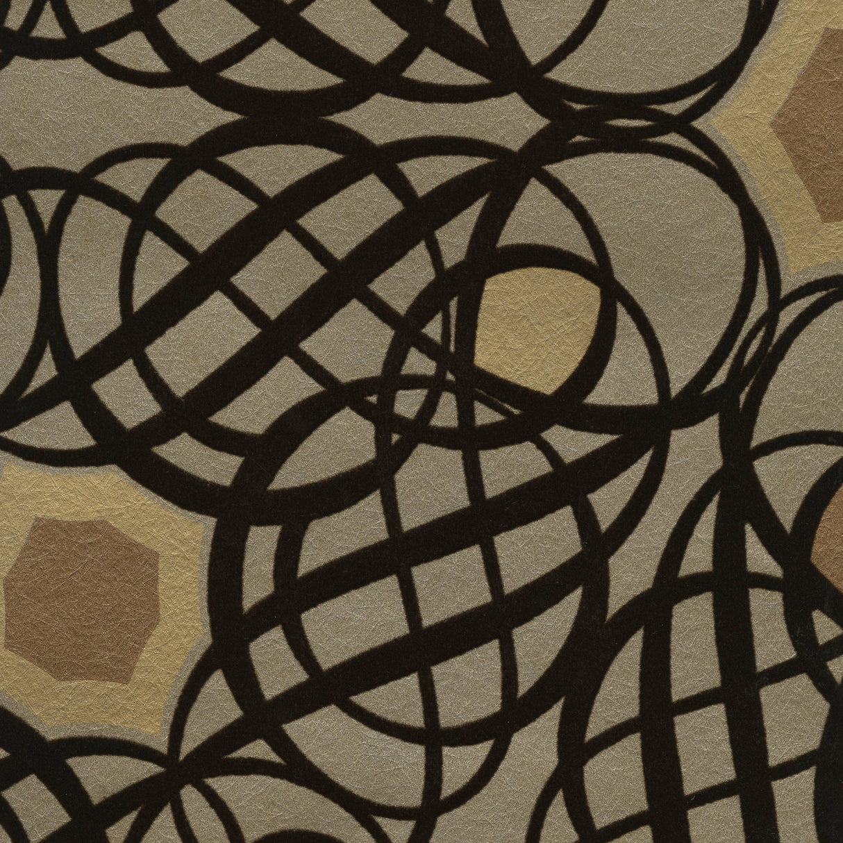 Eijffinger 341730 Caspian Brown Swirling Flocked Geometric Wallpaper