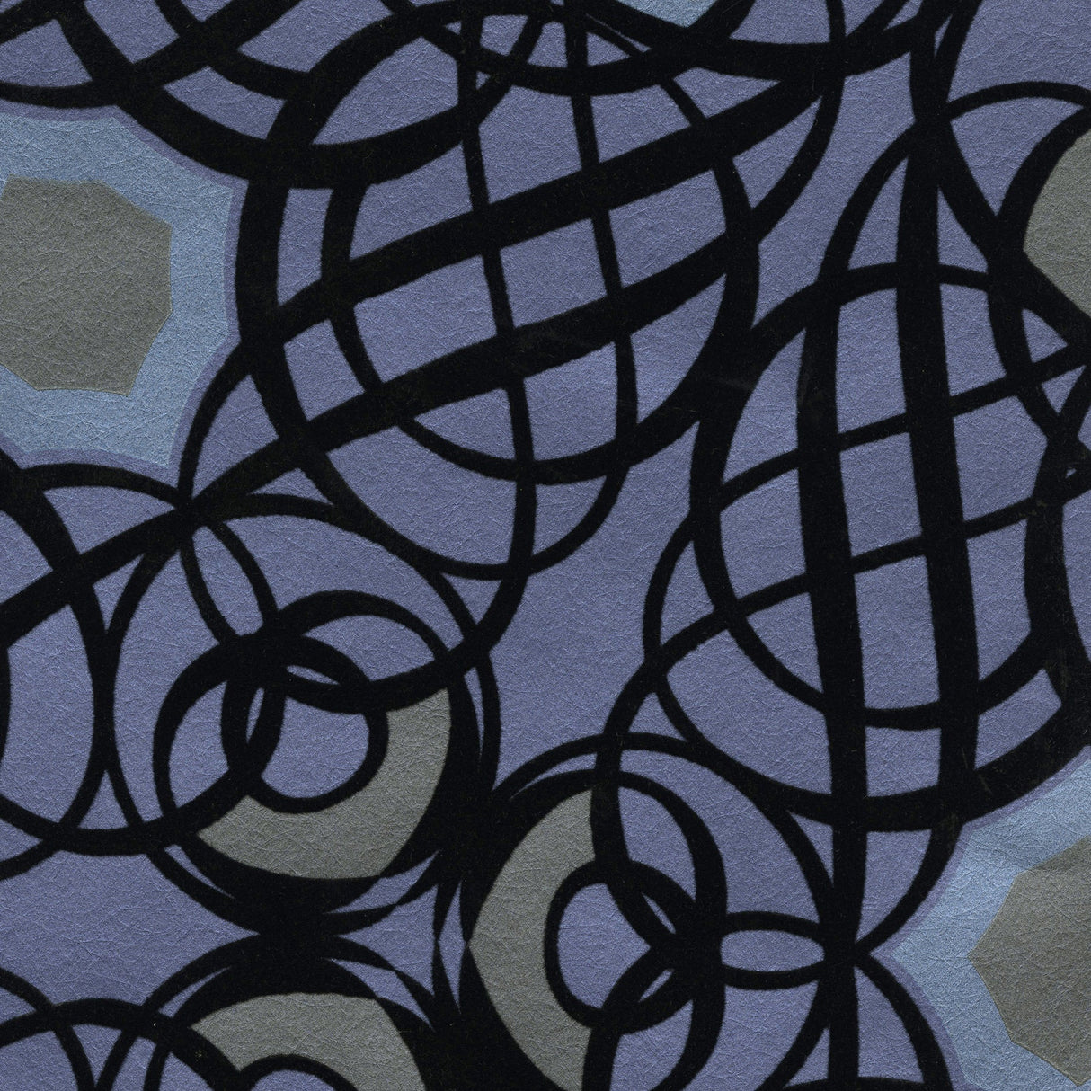 Eijffinger 341731 Caspian Blueberry Swirling Flocked Geometric Wallpaper