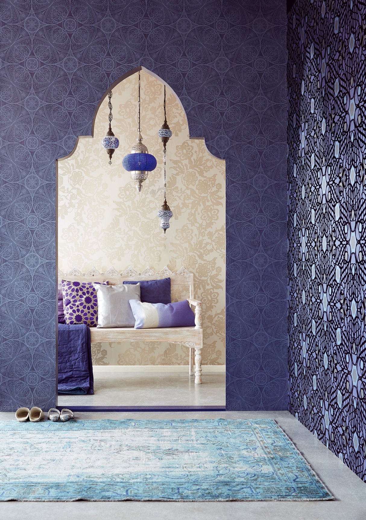 Eijffinger 341756 Yasamin Blueberry Mehndi Medallion Wallpaper