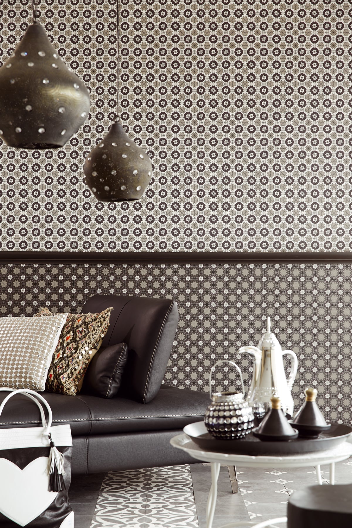 Eijffinger 341775 Marqueterie Black Mosaic Geometric Wallpaper