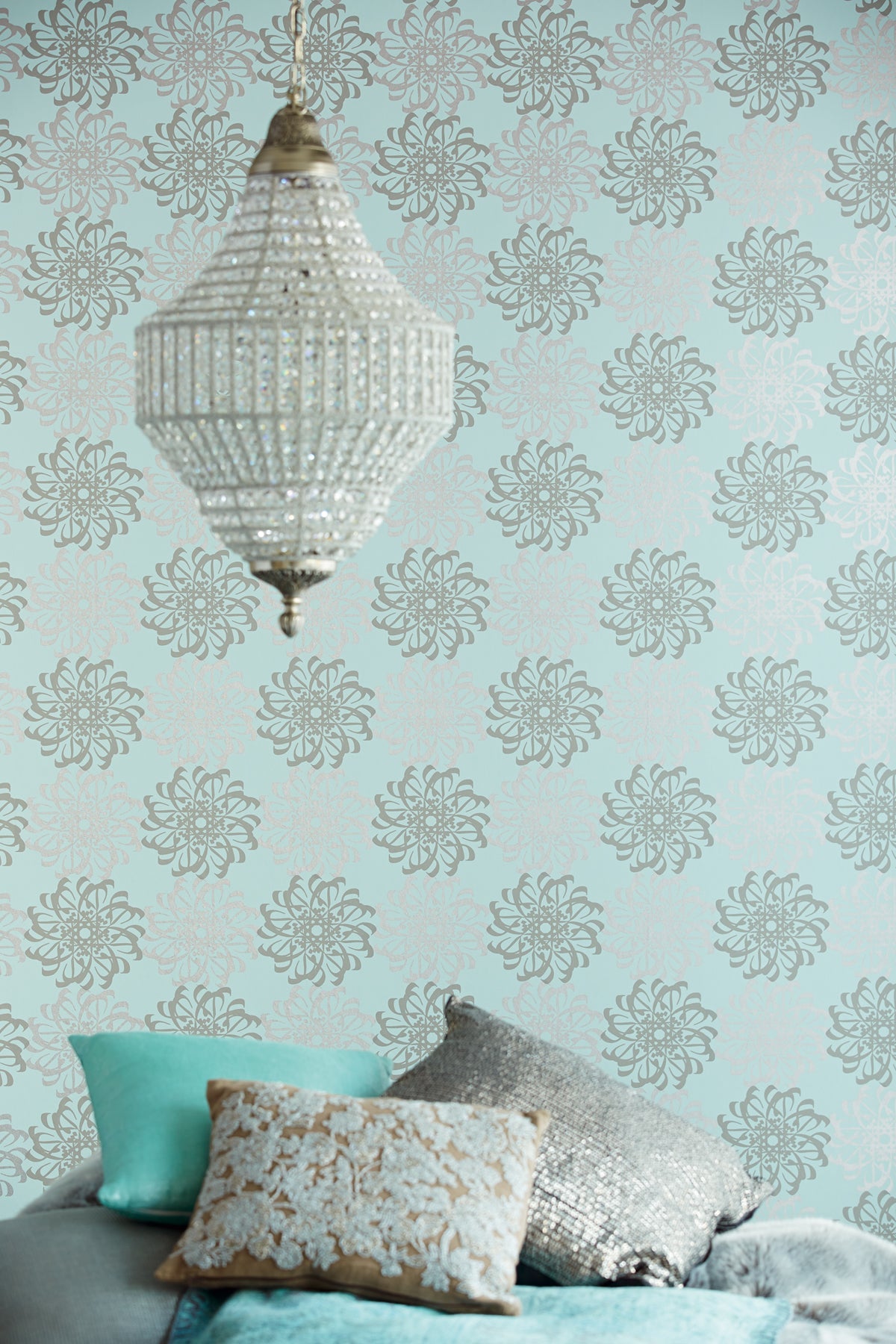 Eijffinger 341781 Hazar Afsan Aquamarine Modern Medallion Wallpaper