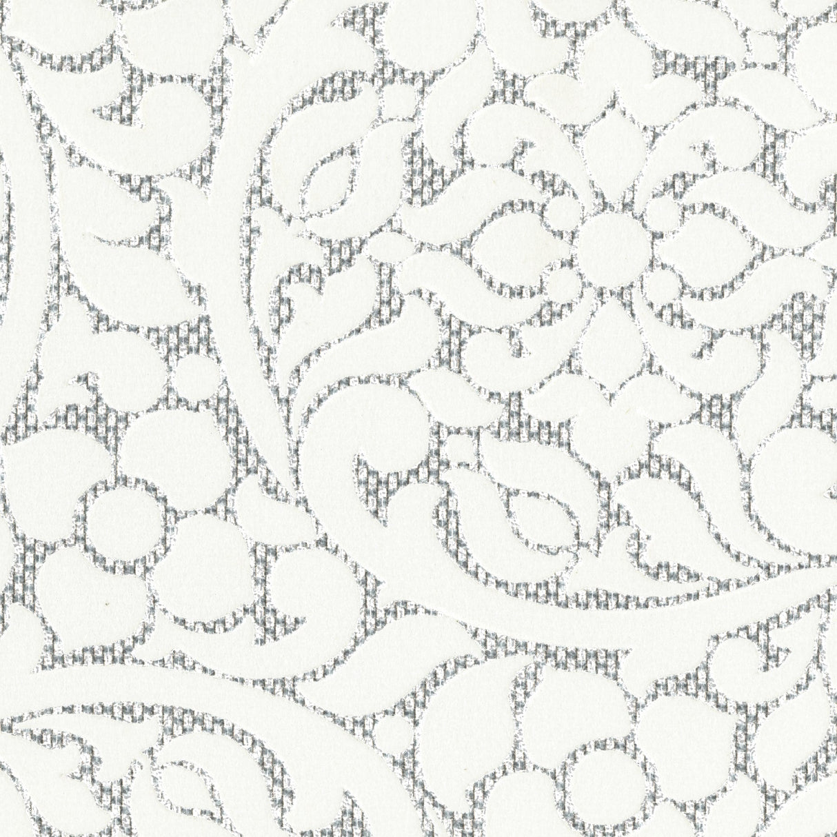 Eijffinger 352001 Cascada Silver Flocked Medallion Wallpaper