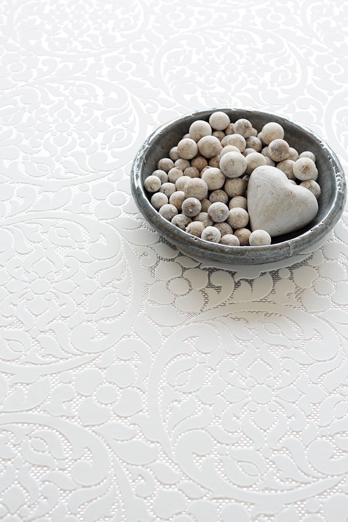 Eijffinger 352001 Cascada Silver Flocked Medallion Wallpaper