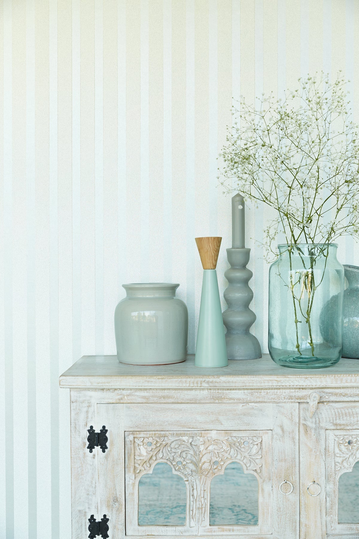 Eijffinger 352032 Doris Mint Beaded Stripe Wallpaper