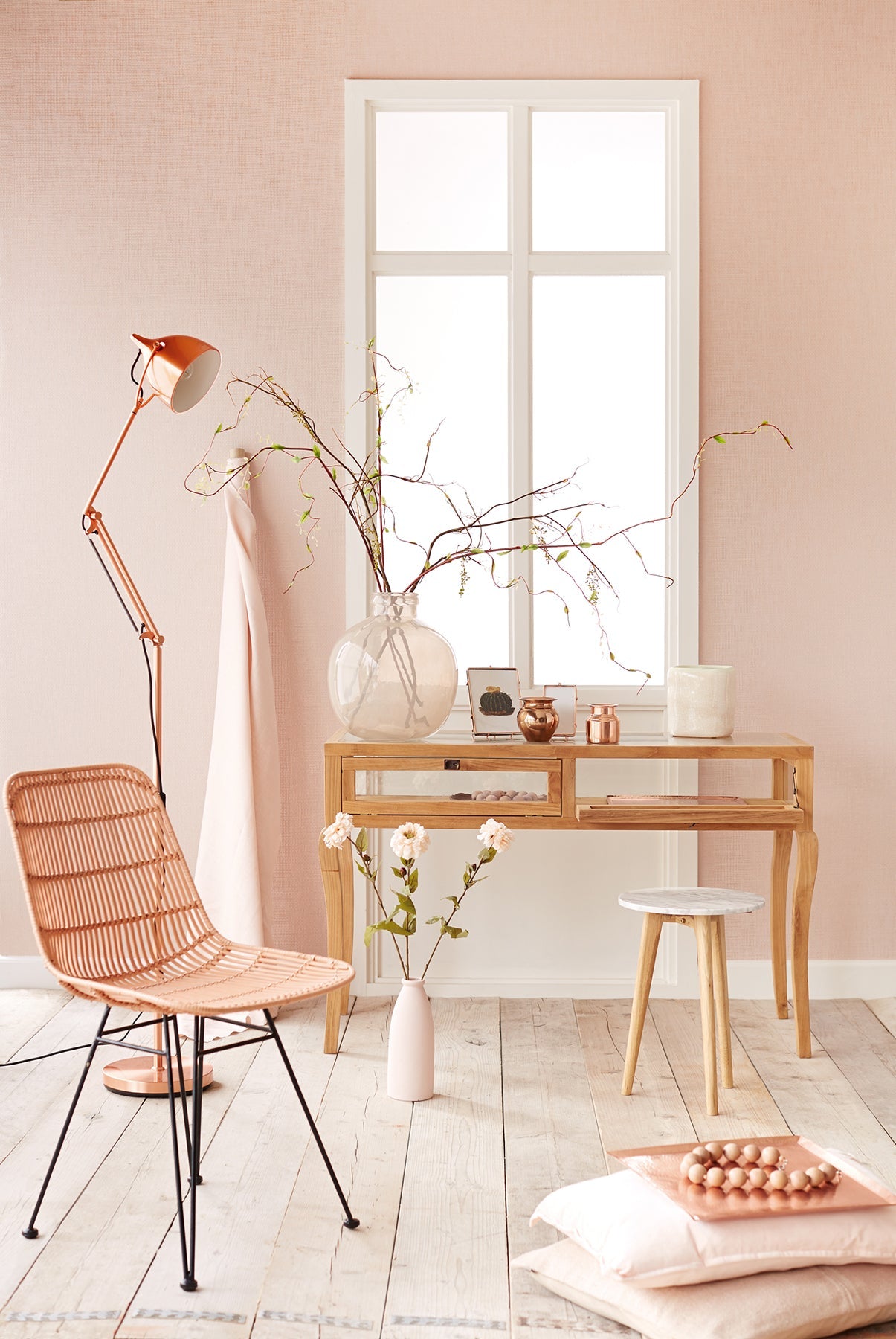 Eijffinger 352143 Aimee Rose Gold Grasscloth Wallpaper