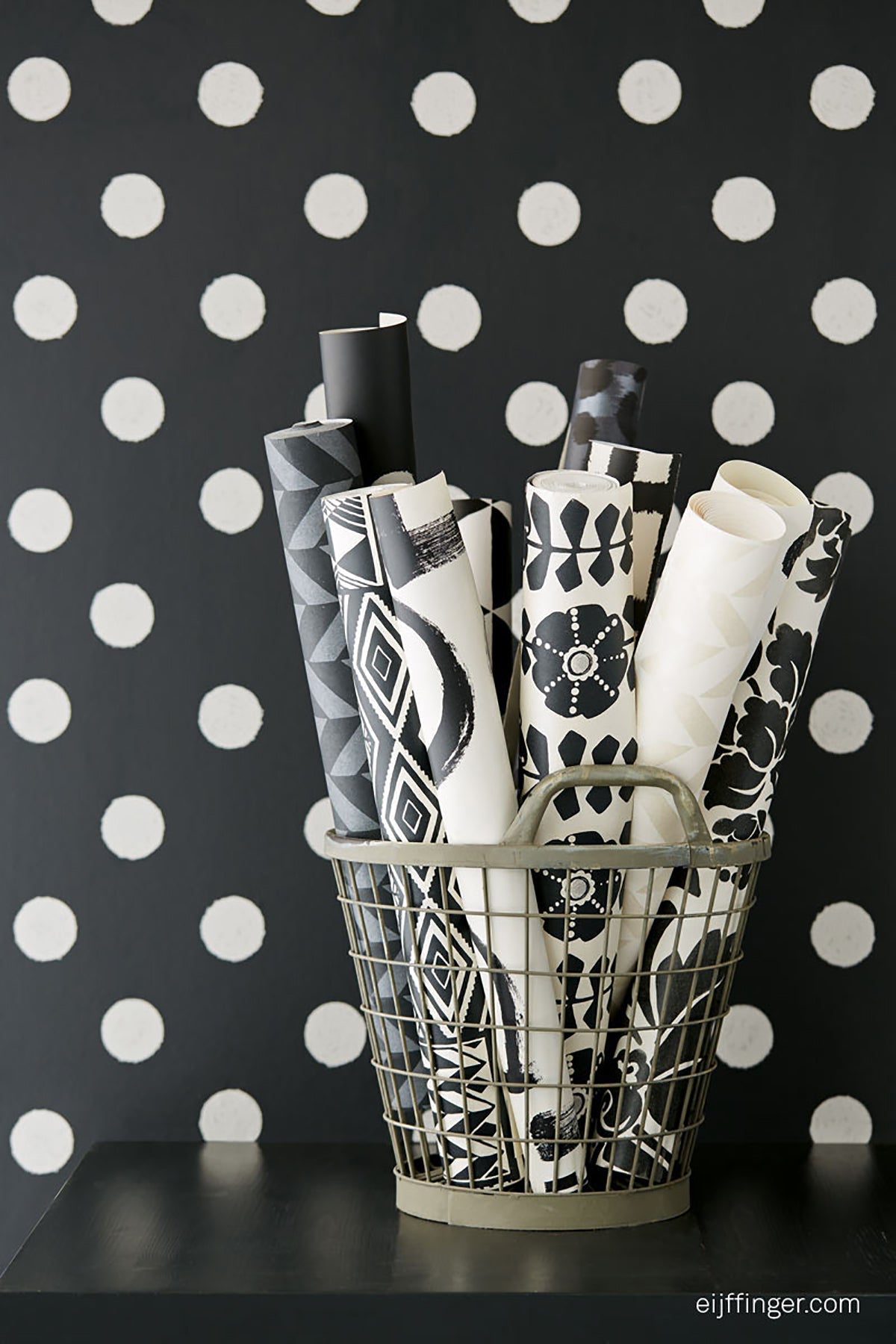 Eijffinger 356062 Lunette Black Polka Dot Wallpaper