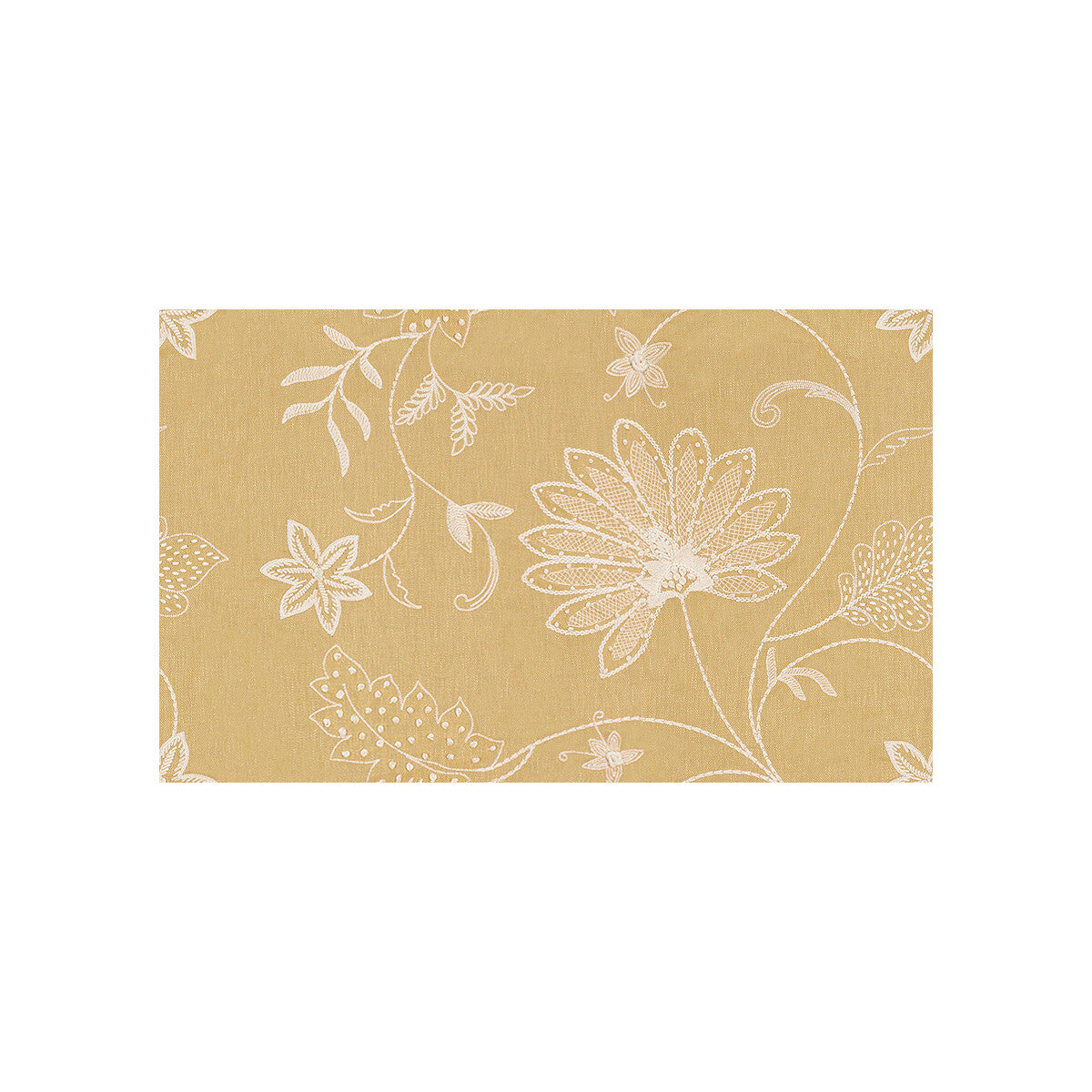KRAVET COUTURE 3574.4.0 HAND EMBROIDERY SAFFRON Fabric - Eade's Wallpaper