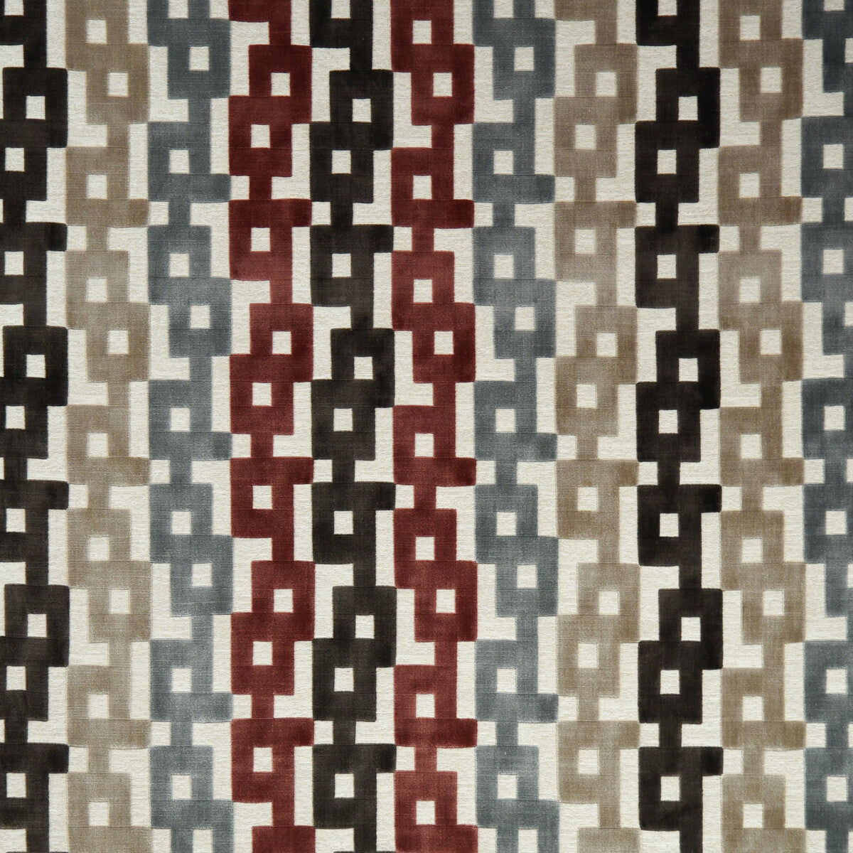 KRAVET COUTURE 35856.921.0 CHAIN VELVET PAPRIKA/GREY Fabric - Eade's Wallpaper