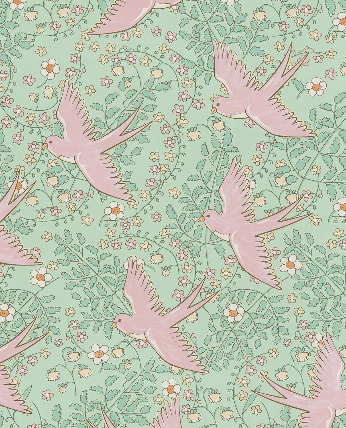 Eijffinger 359022 Cerina Mint Swallow Wallpaper