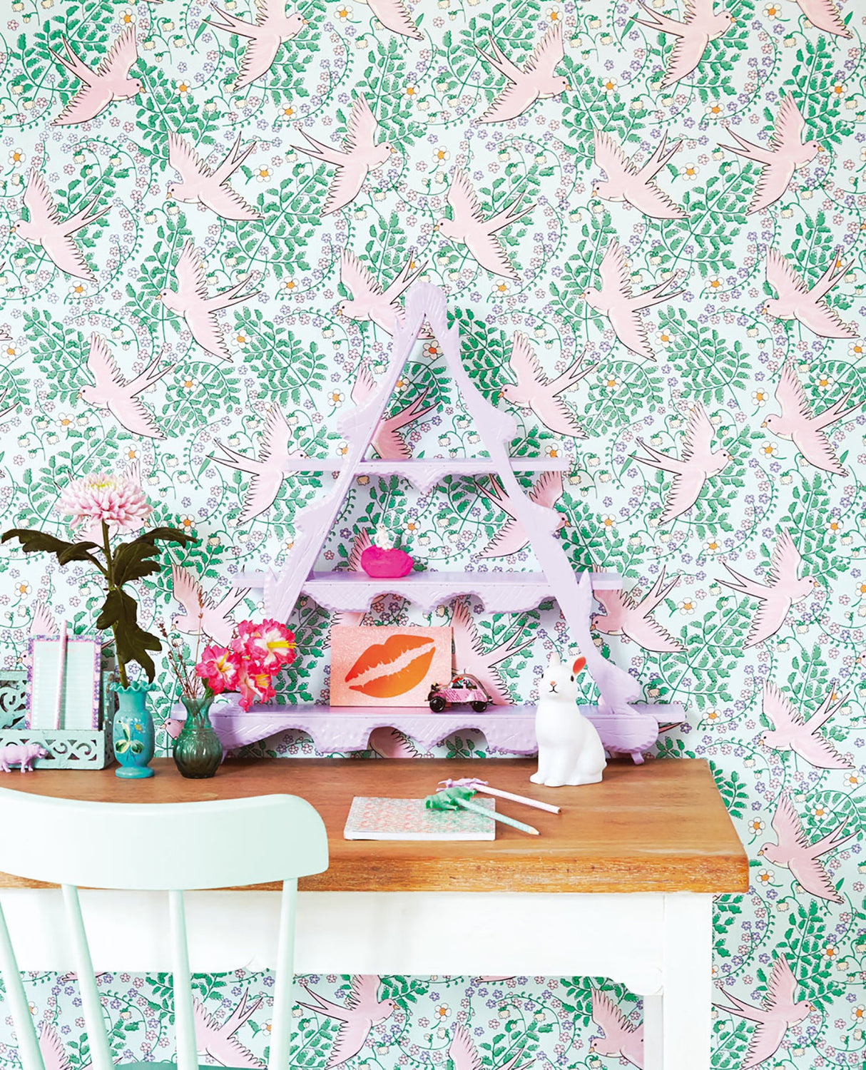 Eijffinger 359024 Cerina Light Blue Swallow Wallpaper