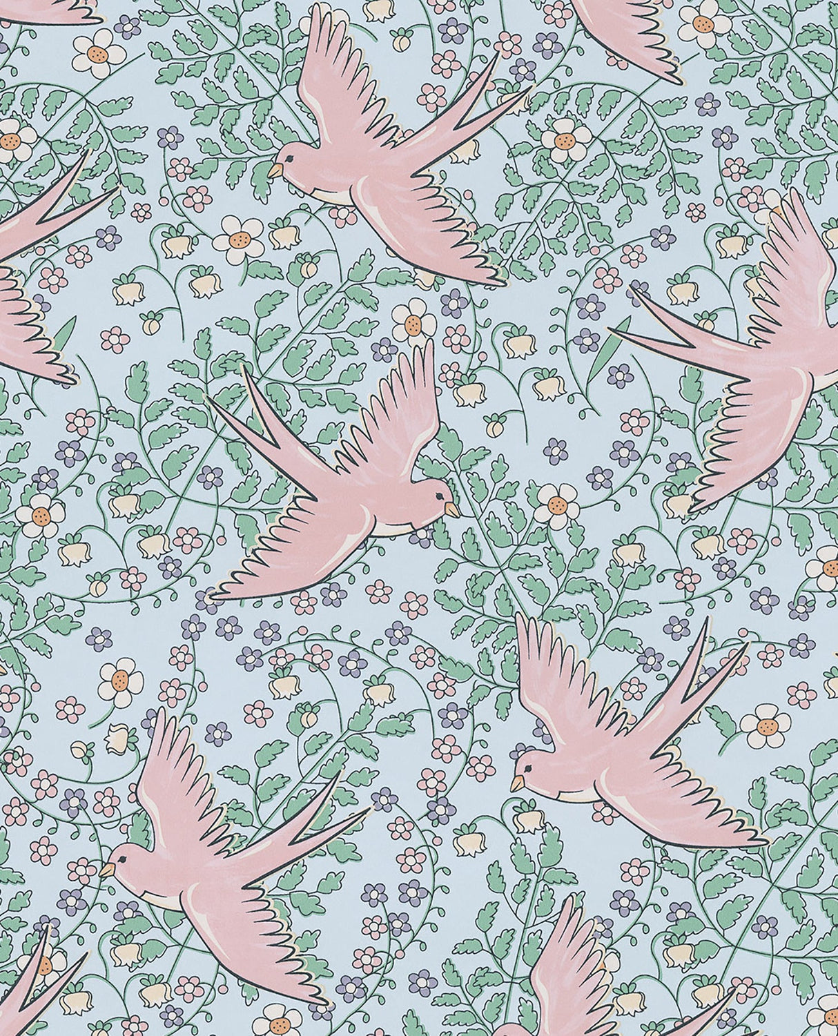 Eijffinger 359024 Cerina Light Blue Swallow Wallpaper