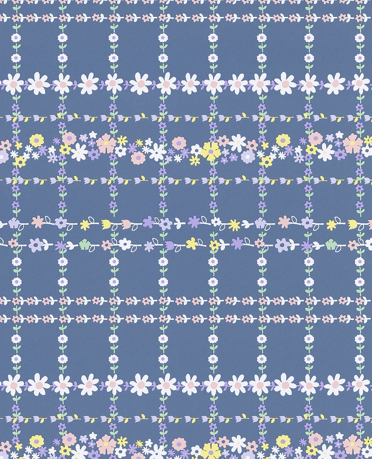 Eijffinger 359031 Belina Blue Flower Check Wallpaper