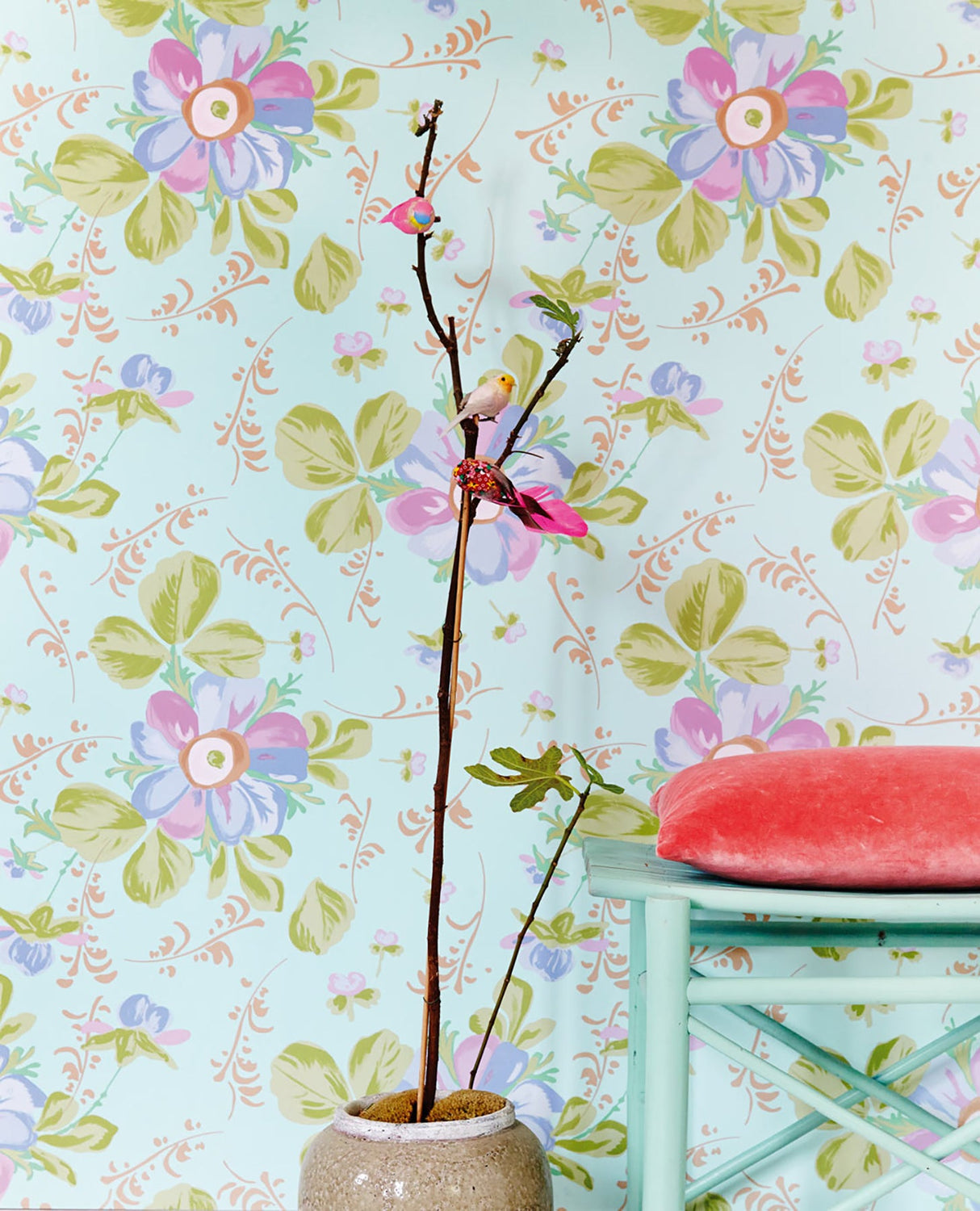Eijffinger 359041 Lyse Lavender Painted Flowers Wallpaper