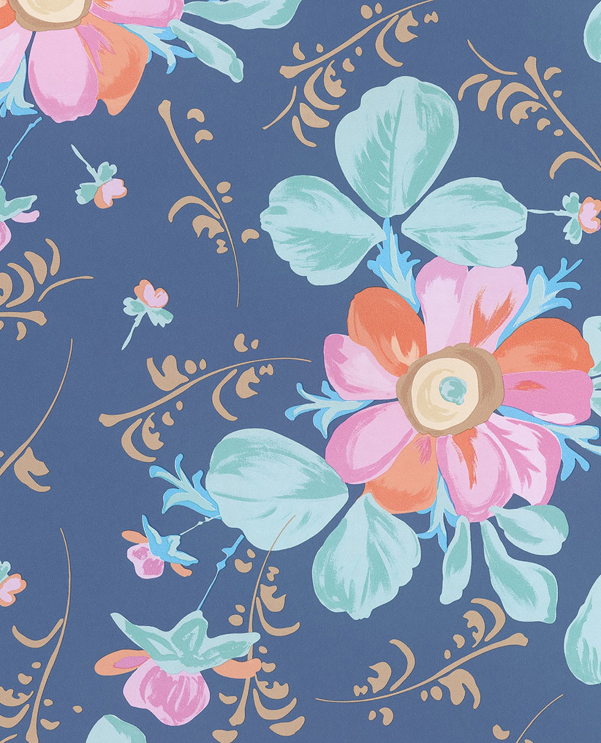 Eijffinger 359044 Lyse Blue Painted Flowers Wallpaper