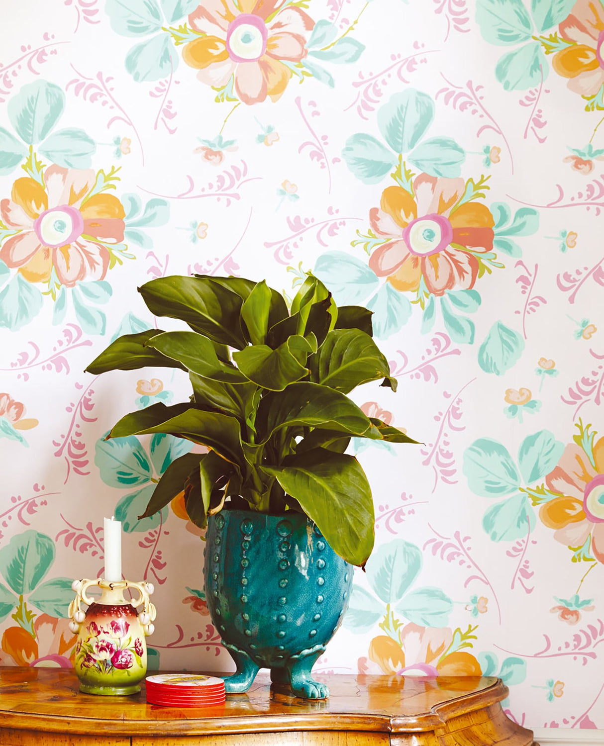 Eijffinger 359045 Lyse Light Pink Painted Flowers Wallpaper