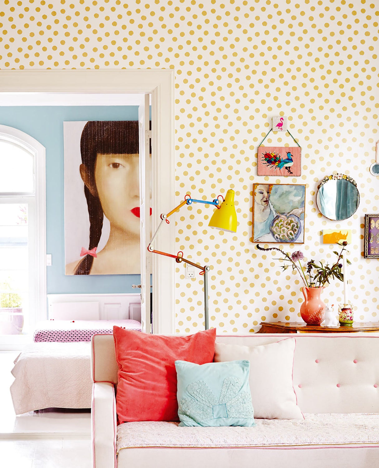 Eijffinger 359060 Odette Gold Stamped Dots Wallpaper