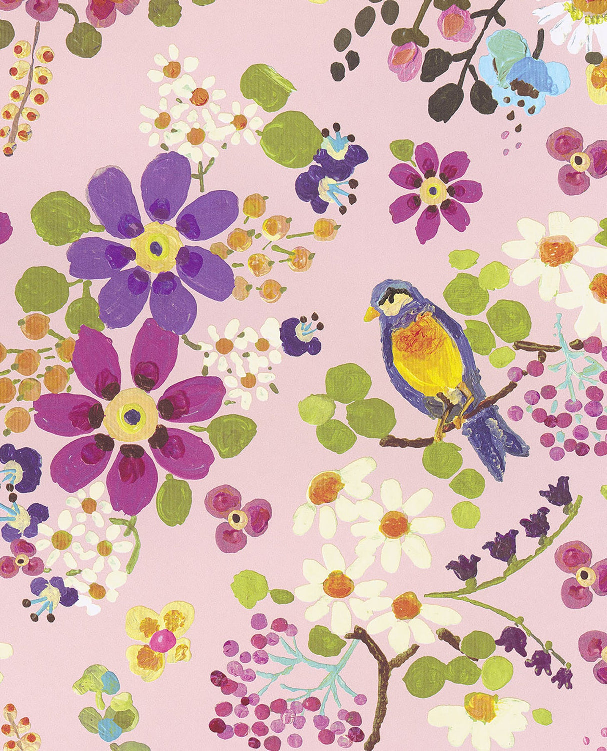 Eijffinger 359072 Freja Pink Painted Florals Wallpaper