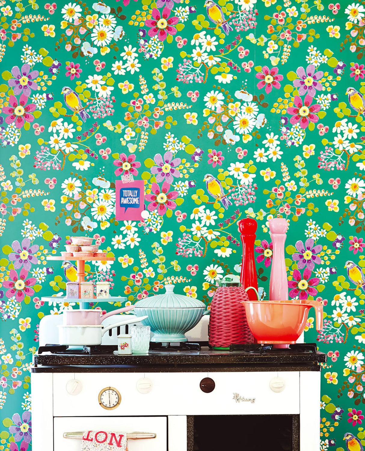 Eijffinger 359073 Freja Turquoise Painted Florals Wallpaper