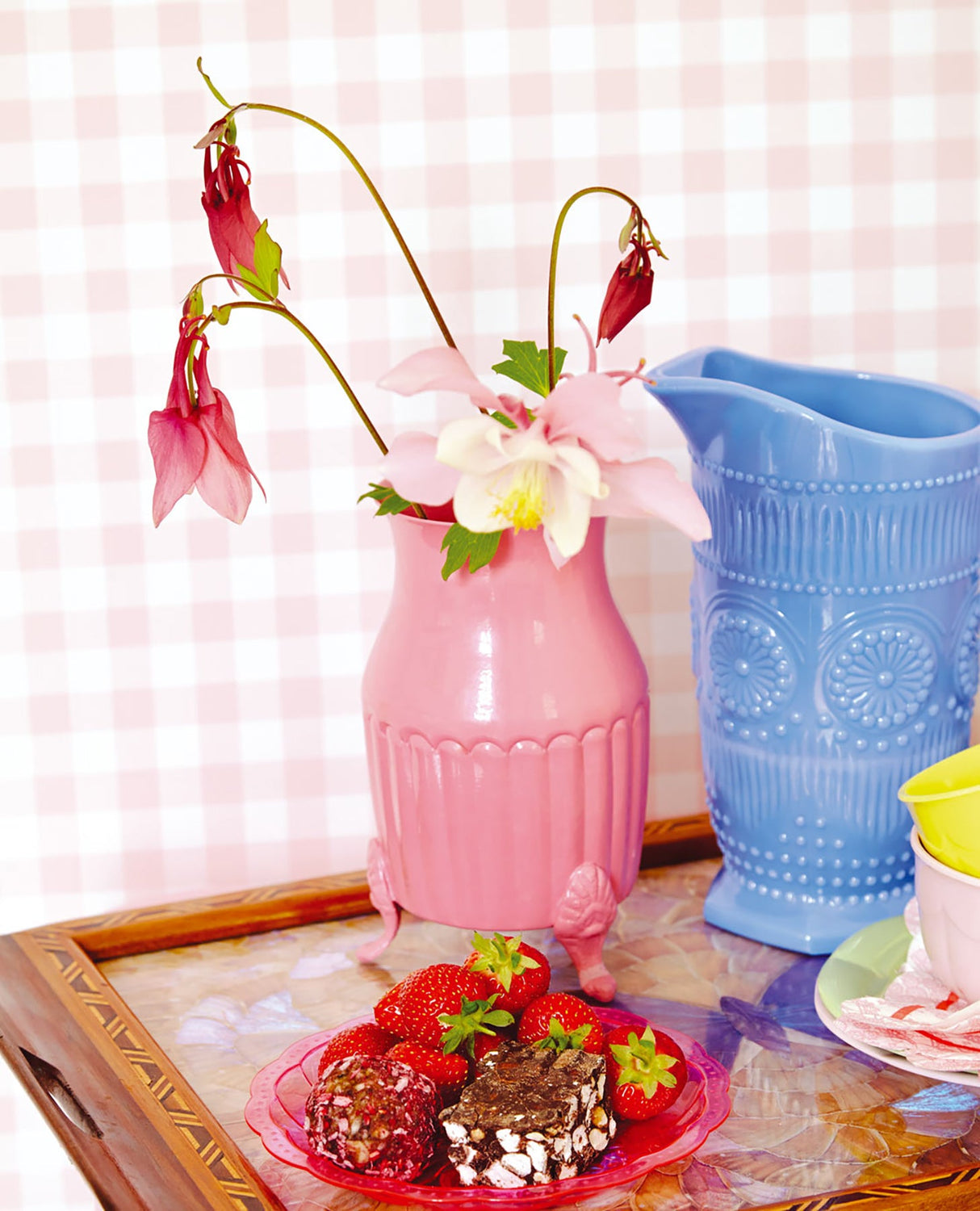 Eijffinger 359083 Kay Peach Vichy Check Wallpaper