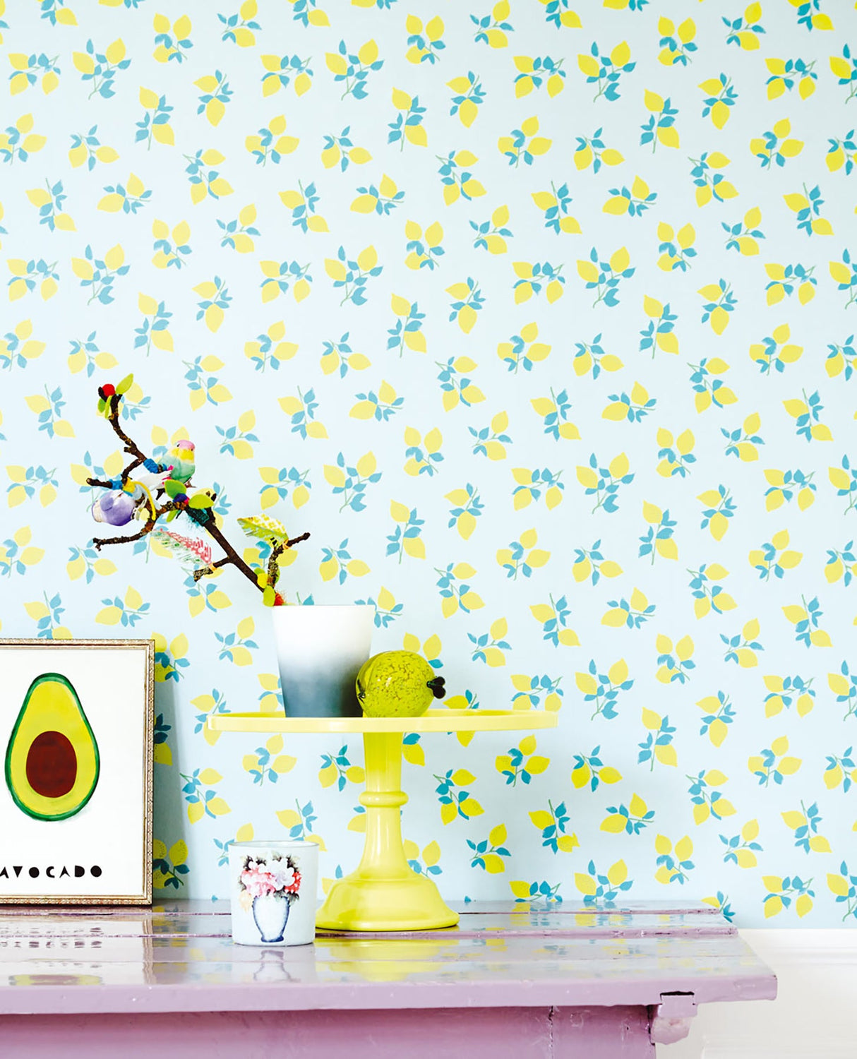 Eijffinger 359164 Citron Blue Juicy Lemon Wallpaper