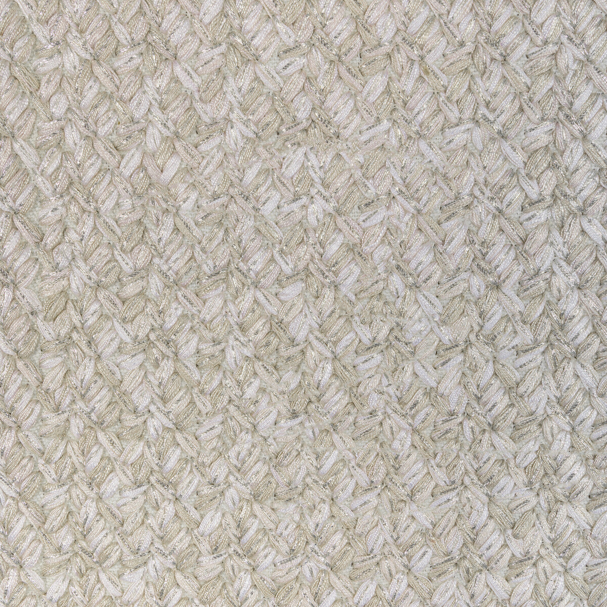 KRAVET COUTURE 36314.116.0 GILDED LACING NATURAL SILVER Fabric - Eade's Wallpaper