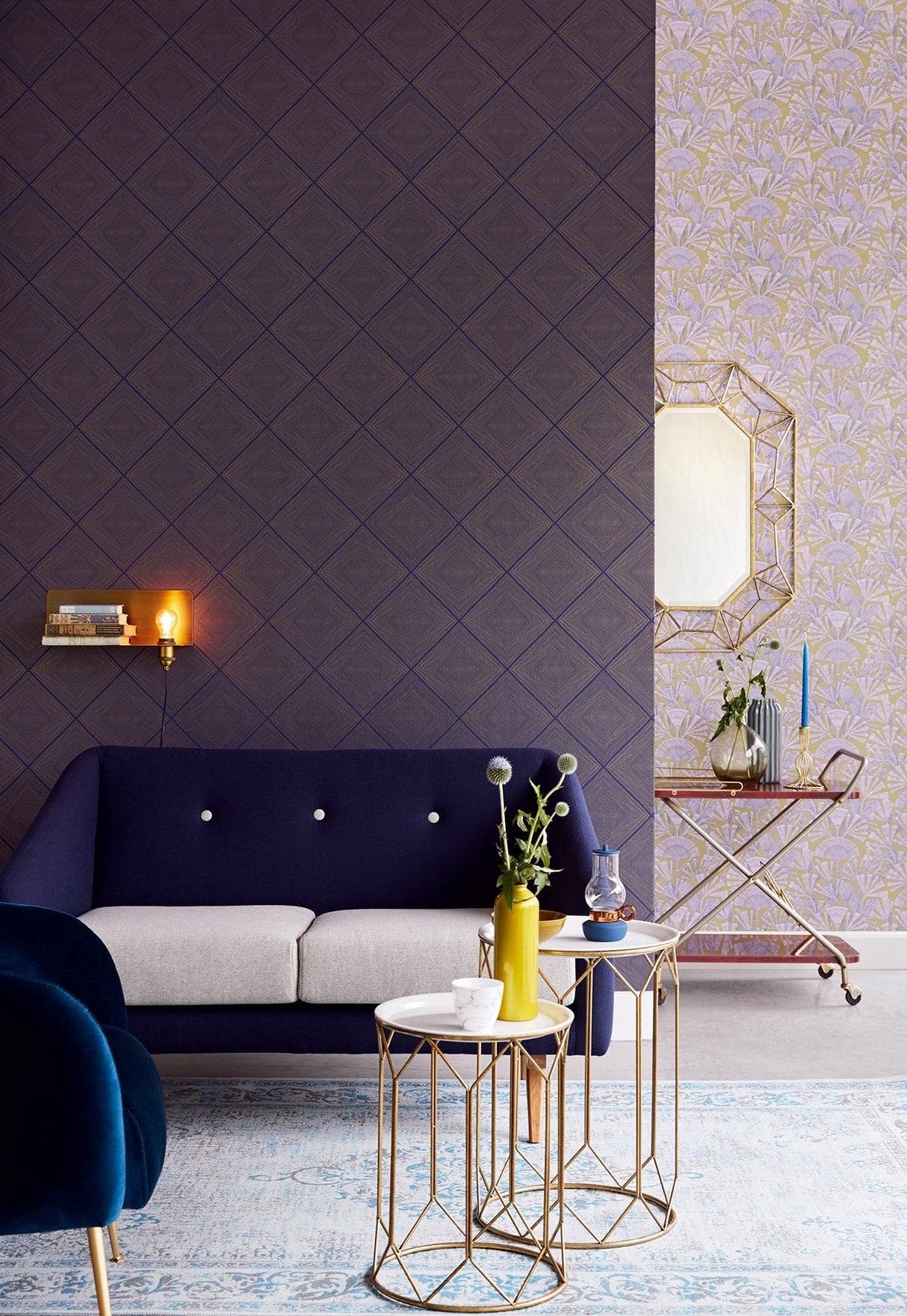 Eijffinger 366021 Aries Navy Geometric Wallpaper