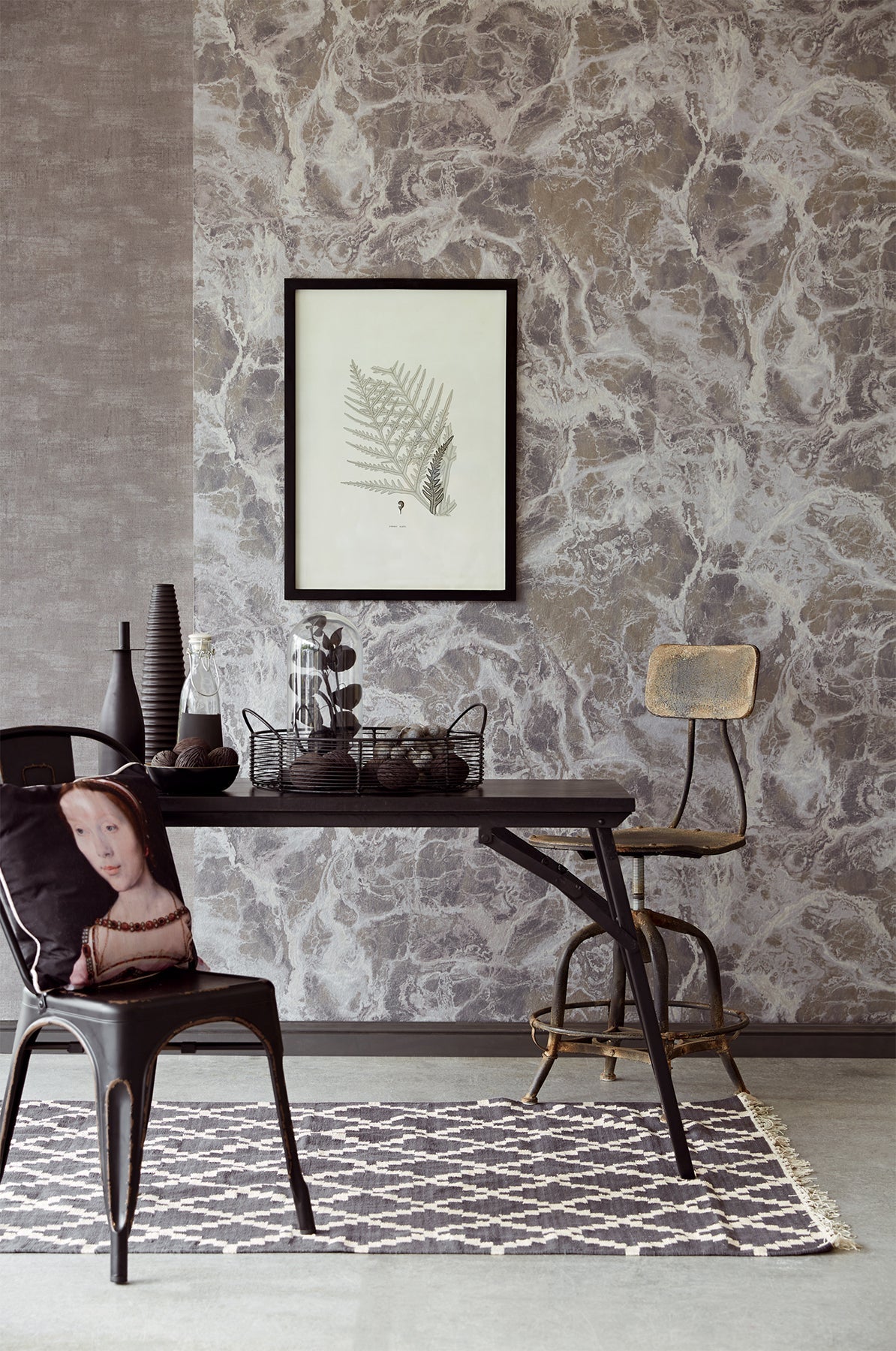 Eijffinger 369057 Tejido Charcoal Texture Wallpaper