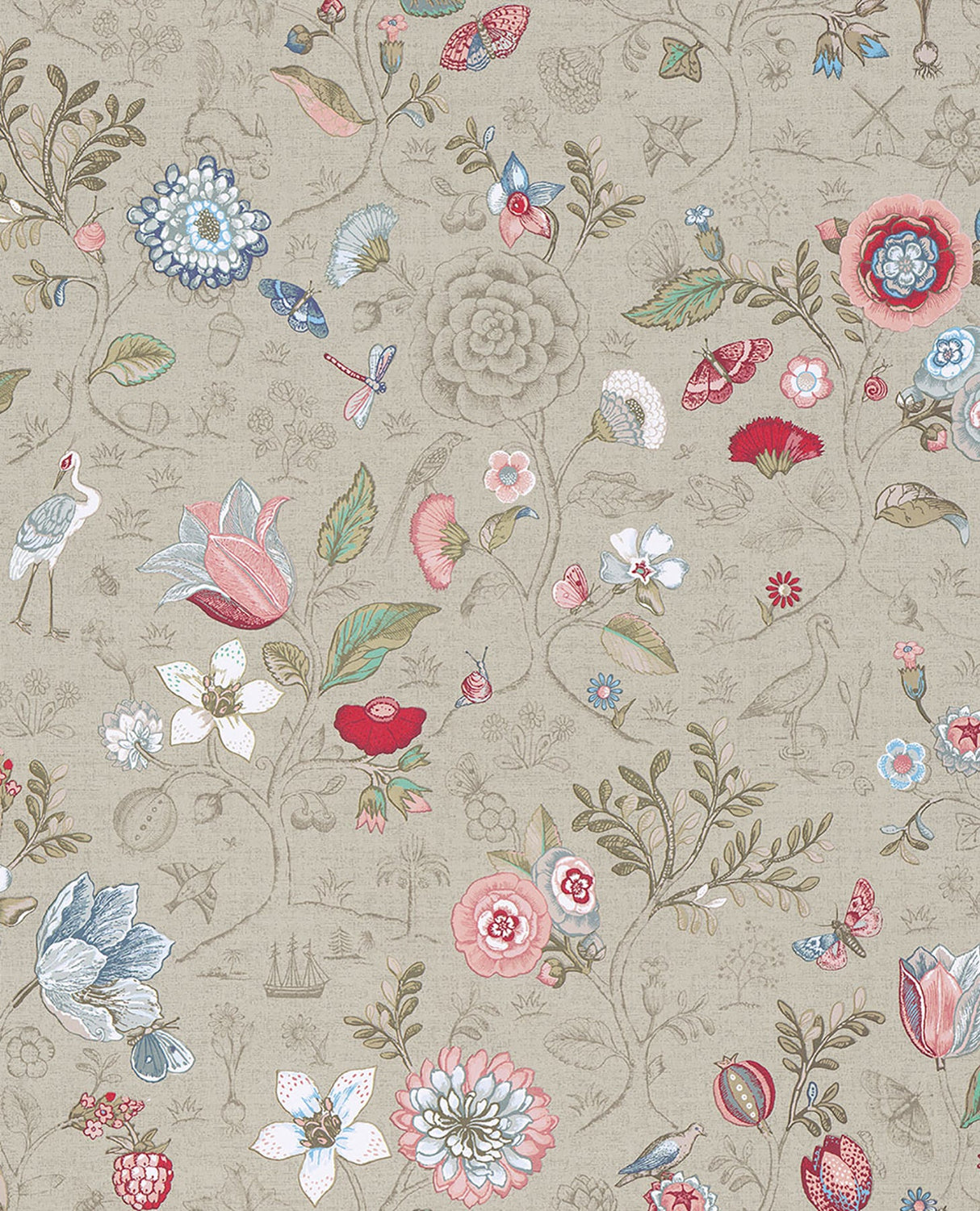 Eijffinger 375001 Espen Khaki Floral Wallpaper