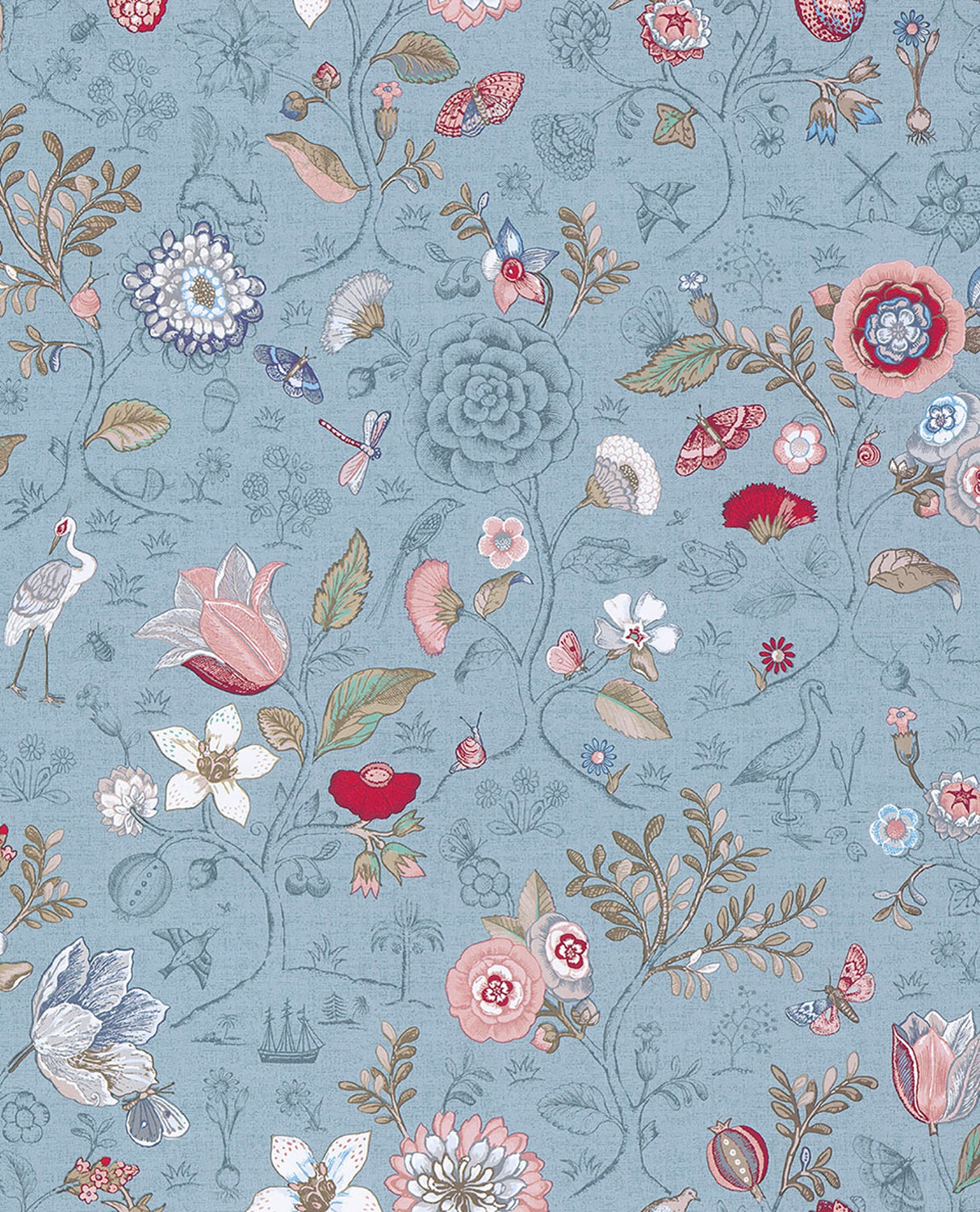 Eijffinger 375005 Espen Sky Blue Floral Wallpaper