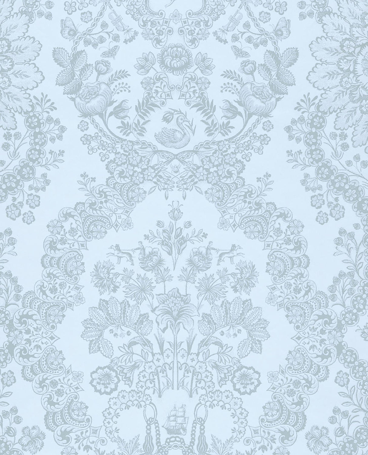 Eijffinger 375045 Grillig Light Blue Damask Wallpaper