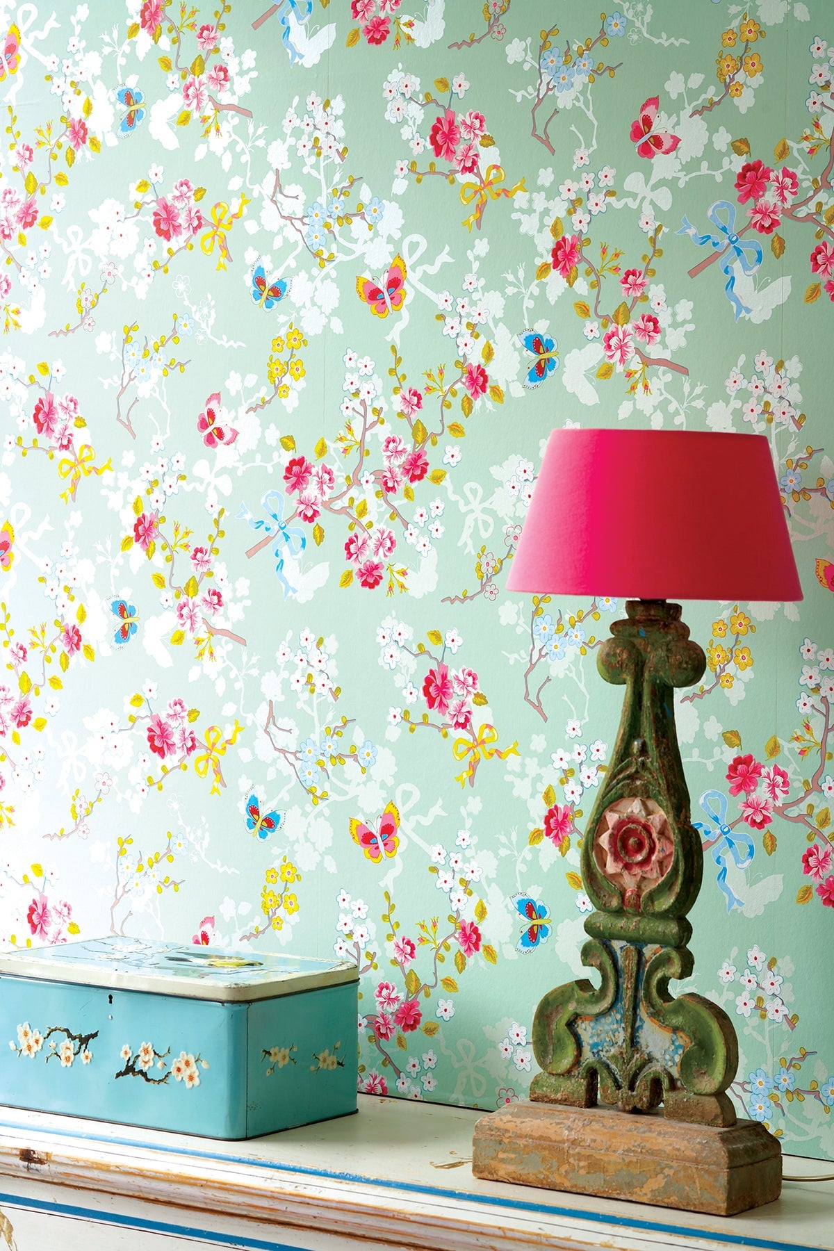 Eijffinger 375073 Ilse Mint Cherry Blossom Wallpaper