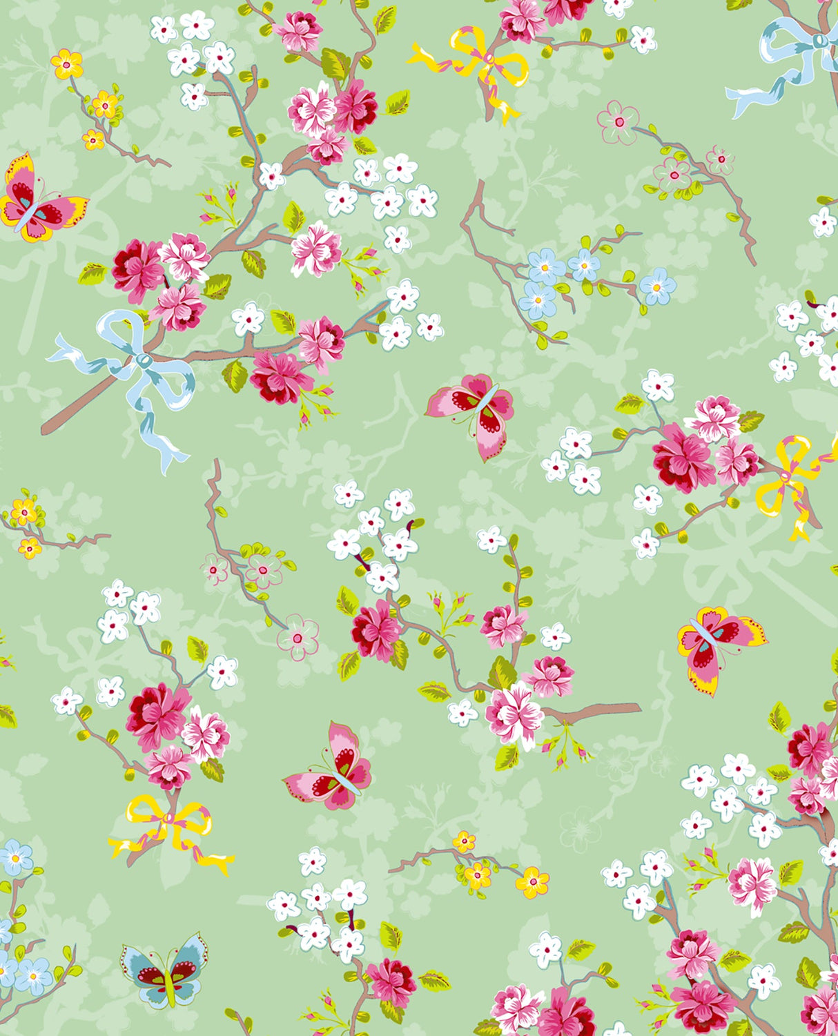 Eijffinger 375073 Ilse Mint Cherry Blossom Wallpaper