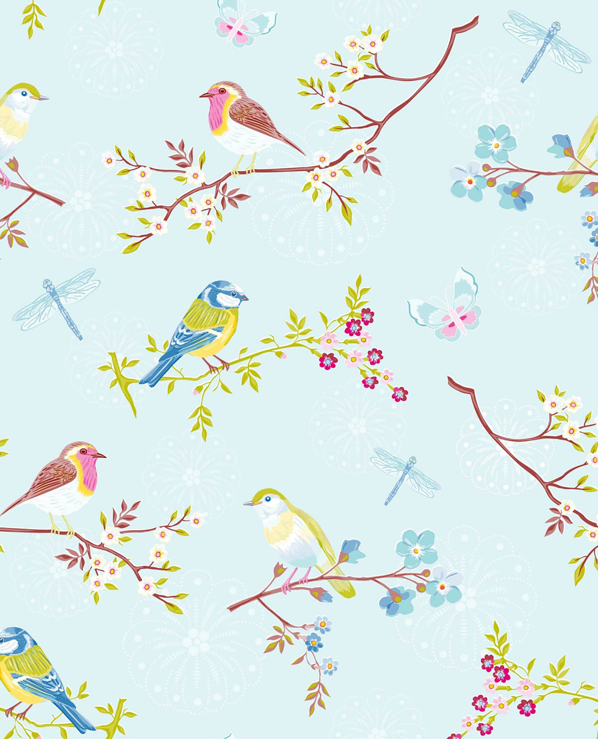 Eijffinger 375081 Marit Light Blue Bird Wallpaper
