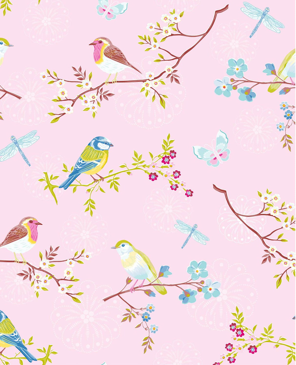 Eijffinger 375082 Marit Light Pink Bird Wallpaper