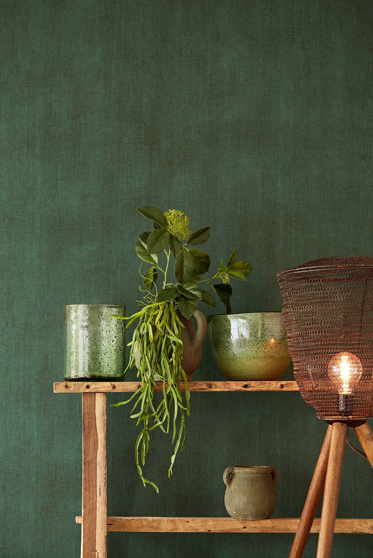 Eijffinger 379006 Agata Green Linen Wallpaper