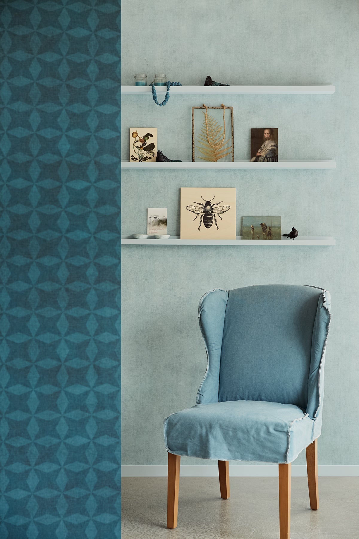 Eijffinger 379023 Frey Teal Geometric Wallpaper