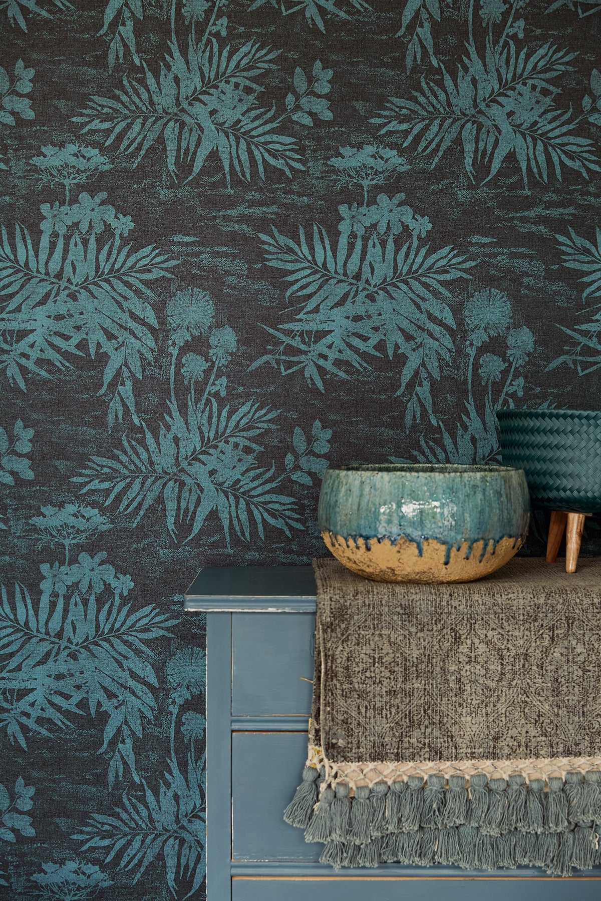 Eijffinger 379034 Hedda Turquoise Botanical Wallpaper