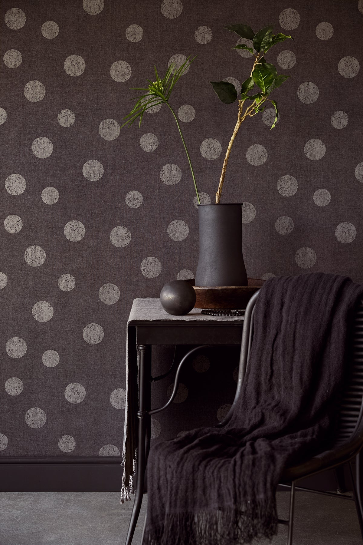 Eijffinger 379045 Caro Charcoal Polka Dots Wallpaper