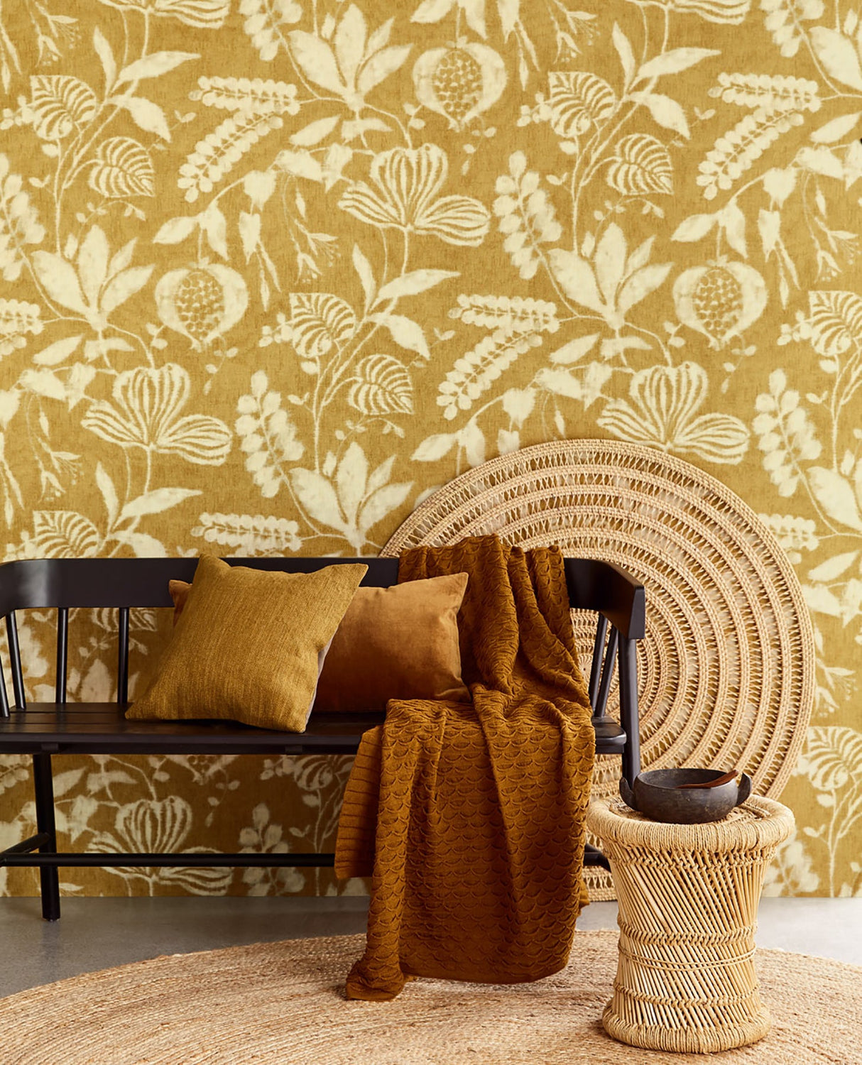 Eijffinger 391502 Arvada Mustard Botanical Wallpaper