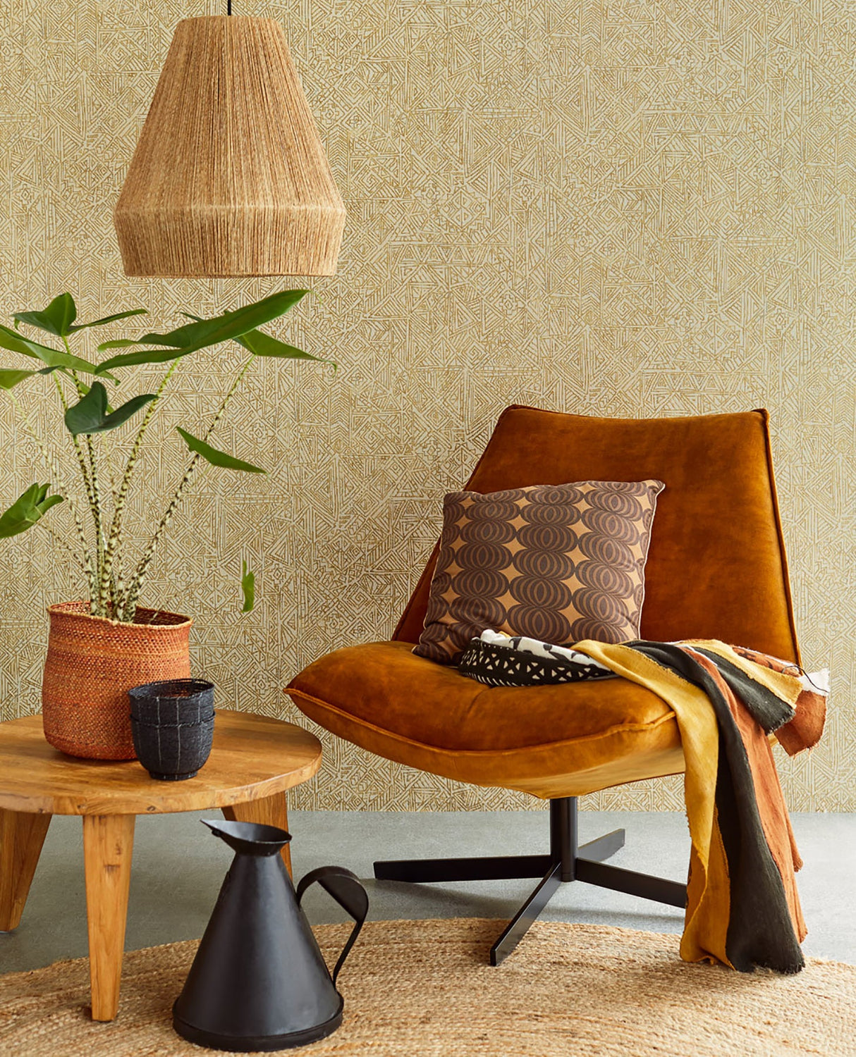 Eijffinger 391522 Longmont Gold Global Geometric Wallpaper